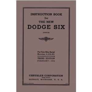  1936 DODGE Car Full Line Owners Manual User Guide 