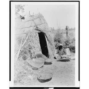   ,Woman,thatched hut,baskets,Wickiups,Nevada,NV,1924