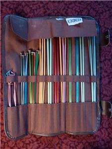   1970s Floral Knitting Needle Case W/ Metal & Wood Needles  