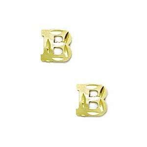  14k Yellow Gold Initial B Stamping Earrings   Measures 