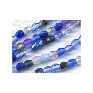   : 4mm Faceted Round Glass   Sapphire Skies Color Mix: Home & Kitchen