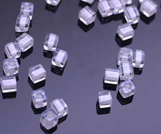 100 MIYUKI CUBE SEED BEADS CRYSTAL WHITE LINED 4MM  