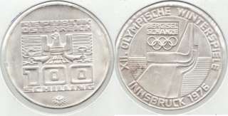   variety 64 % silver 4924 asw innsbruck winter olympic coin dated 1976