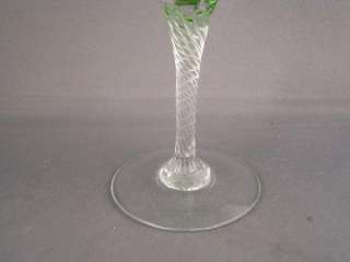 VINTAGE GREEN ART GLASS TWIST STEM WINE GOBLET  