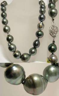 Tahitian Black Baroque Pearl Necklace 14.4x16.7mm 17.5  