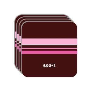 Personal Name Gift   AGEL Set of 4 Mini Mousepad Coasters (pink 