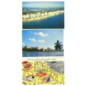  3 Miami Beach Florida Hotel Skyline Postcards 1960s 