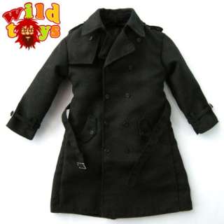 Wild Toys 1/6 Trench Coat_#1 Black_ Belt Jacket WT001A  