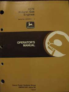 John Deere 6076 Natural Gas Engine Operator Manual  