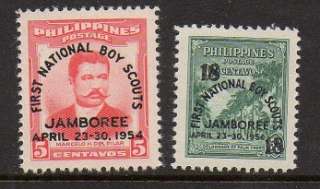 Philippines 1954 Scout Jamboree VF MNH (608 9)  