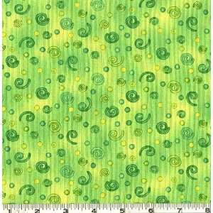  45 Wide Doodle Bugs Swirls Lime Fabric By The Yard: Arts 