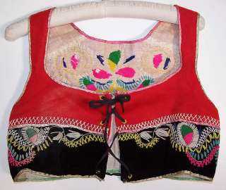 Vintage Greece Greek Folk Costume Embroidered Wool Vest Skirt Apron 