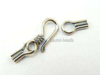 BALI 925 Silver Hook Bead Clasp Connector Cord End #657  
