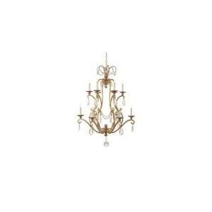 Chart House Large Orvieto Chandelier in Gilded iron with Seeded Glass 