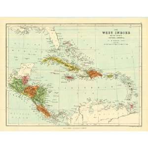    Bartholomew 1858 Antique Map of the West Indies: Office Products