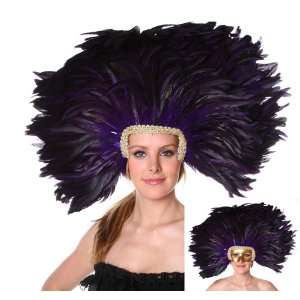  Purple Showgirl Headdress with Removeable Mask Toys 