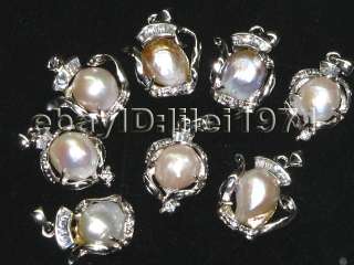 wholesale 20pcs baroque freshwater pearl&18kgp pendant  