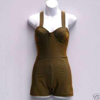Gold Disco Shimmer Nylon Tricot Romper Playsuit / American Clothing 