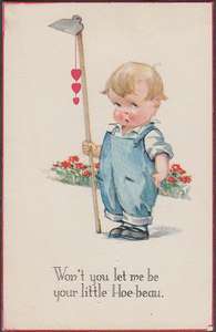   Charles Twelvetrees postcard, Boy with Hoe, Used 1922, #7202  