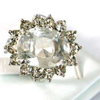 Lady Engagement 18K White GP Sun Style Gemstone CZ Zirconia Ring Rings 