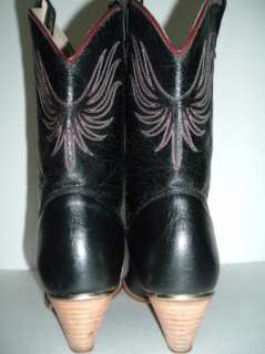 DINGO Black/Red Western Boots Womens 7 Gold Heel & Toe Bands 2.5 