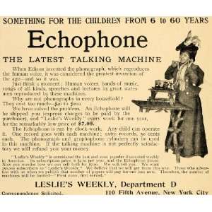  Ad Echophone Talking Machine Leslies Weekly Child   Original Print Ad