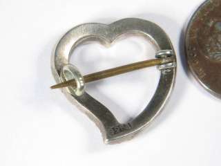 LOVELY ANTIQUE SILVER PASTE WITCHS HEART PIN c1850  