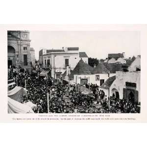  1930 Halftone Print Alberobello Fete Italy Streetscape 