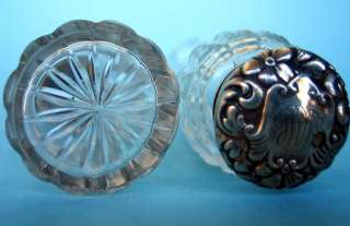 PAIR OF CUT GLASS & GORHAM VICTORIAN STERLING PERFUME  