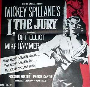 THE JURY original 50s BAD GIRL poster MICKEY SPILLANE/PEGGIE CASTLE 