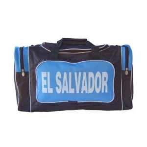  El Salvador Soccer Futbol Duffle Bag   Black and Blue 
