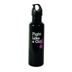   Fight Like a Girl Stainless Steel Water Bottle, Black Kitchen