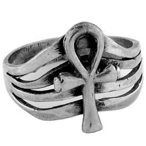  Egyptian Jewelry Silver Ankh of Life Ring   Size 11 