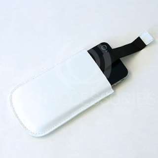 White Iphone 4 leather pouch & car + travel charger kit  