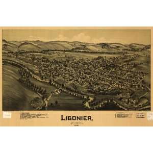  1900 Ligonier Pennsylvania, Birds Eye Map