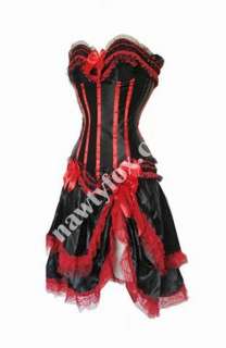 Sexy Burlesque Moulin Rouge Red Corset,Skirt Womens Costume Set S 2XL 