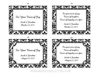 60 Tears of Joy Wedding Damask Rectangle Favor Labels  