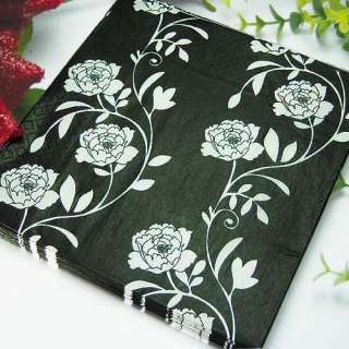 60pc Paper Napkins   Elegant Black Series  Perfect for Wedding Favor