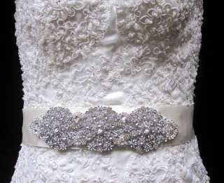 Wedding Dress Brooch Beaded Crystal Embellished Belt Sash  