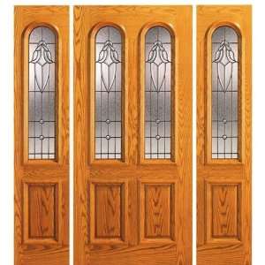   36x80 Solid Red Oak Entry Door with Triple Insulated Stained Glass