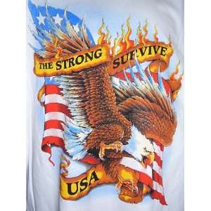   Strong Survive USA T shirt / Patriotic Flag Eagle M