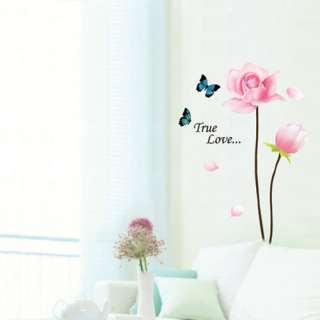 FLOWER BUTTERFLY WALL DECALS MURAL DECOR STICKERS #305  