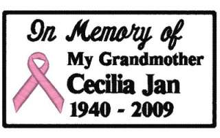 Breast Cancer Pink Ribbon IN MEMORY Custom Name Patch  