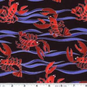  44 Wide Clowning Around Lobsters Black Fabric By The 