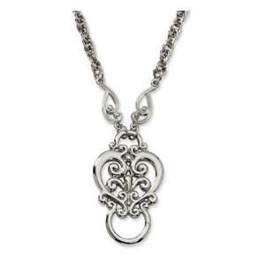  Silver tone Fancy Scroll Eyeglass Holder Necklace: Jewelry