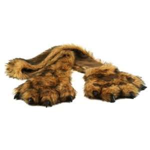 Furry Bear Paw Scarf and Glove Combo Camel color 