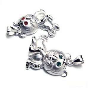   Pendant Silver 925 Plated Necklace Red or Green Eyes 