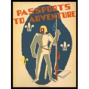 BOOK PASSPORTS TO ADVENTURE AMERICAN US USA VINTAGE POSTER CANVAS 