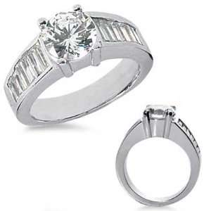  2.08 Diamond Engagement Ring with Emerald Cut Side Stones 