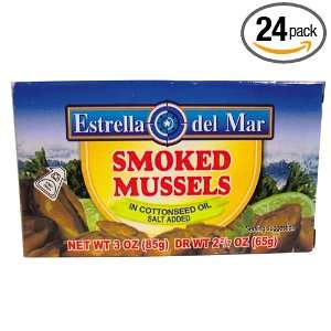 Sunny Sea Smoked Mussels, Whole, Eoc, 3 Ounce Cans (Pack of 24 